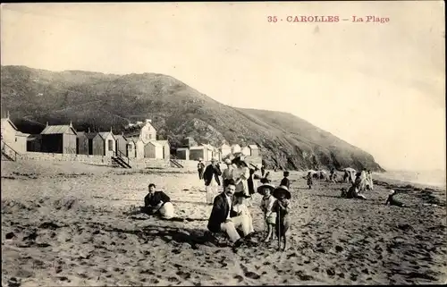 Ak Carolles-Plage Manche, La Plage