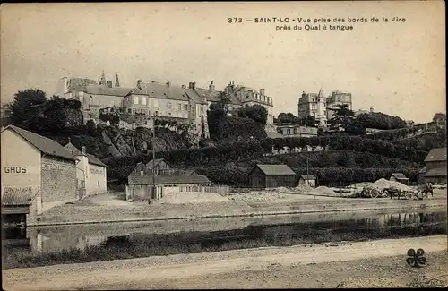 Ak Saint Lô Manche, Vue prise des bords de la Vire près du Quai à tangue