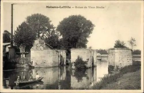 Ak Maisons Laffitte Yvelines, Ruines du Vieux Moulin, Ruderboote