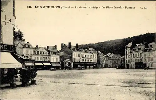 Ak Le Grand Andely Eure, La Place Nicolas Poussin