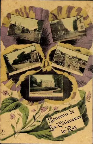 Ak Villeroy Seine et Marne, Vues Differentes, Fleur