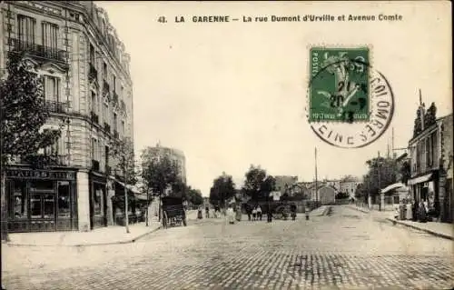 Ak La Garenne Hauts de Seine, La rue Dumont d'Urville et Avenue Comte