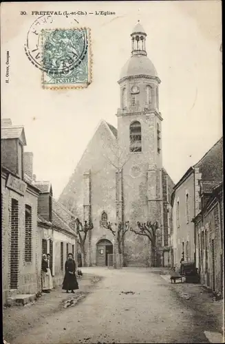 Ak Fréteval Loir et Cher, L'Église, vue générale