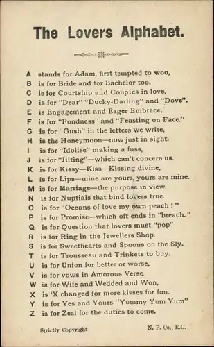 Ak The Lovers Alphabet, A stands for Adam, B is for Bride