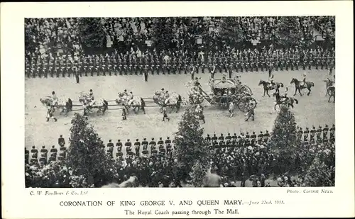 Ak Corontation of King George V. and Queen Mary, 1911, the Royal Coach passing through The Mall