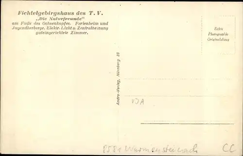 Ak Oberwarmensteinach Warmensteinach in Oberfranken, Fliegeraufnahme