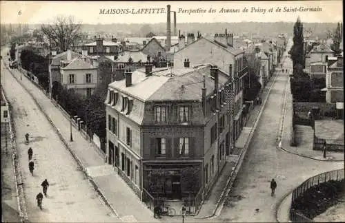 Ak Maisons Laffitte Yvelines, Perspective des Avenues de Poissy et de Saint Germain