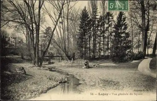 Ak Lagny Seine et Marne, Vue générale du Square