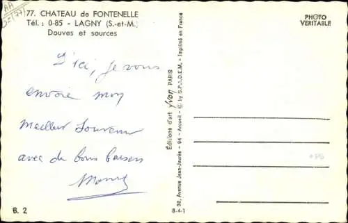 Ak Lagny Seine et Marne, Château de Fontenelle, Douves et sources