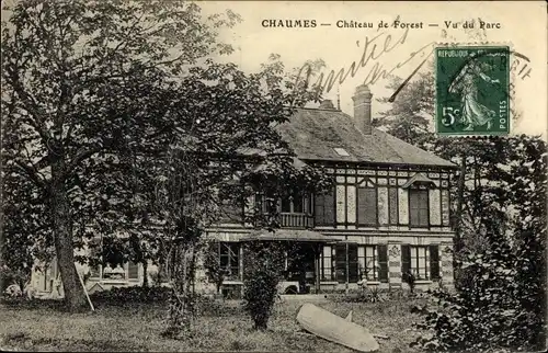 Ak Chaumes en Brie Seine et Marne, Château de Forest, Vu du Parc