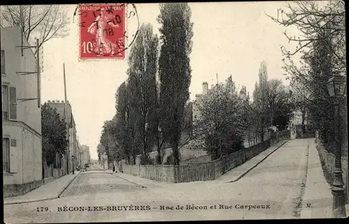 Ak Becon les Bruyeres Hauts de Seine, Rue de Becon et Rue Carpeaux