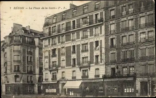 Ak Becon Hauts de Seine, La Place de la Gare, Boulangerie Patisserie