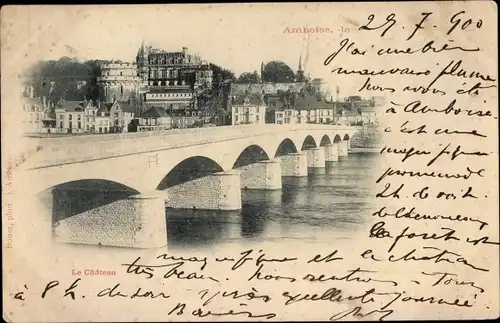 Ak Amboise Indre et Loire, Le Château, Brücke