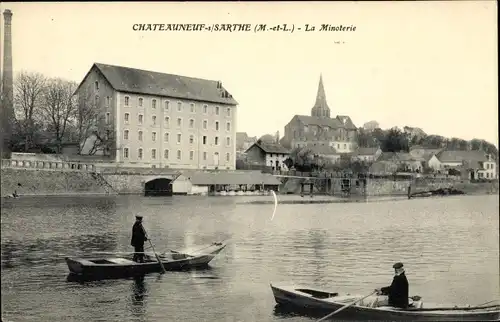 Ak Chateauneuf sur Sarthe Maine-et-Loire, La Minoterie, Getreidemühle