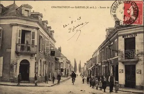 Ak Chateauneuf sur Sarthe Maine-et-Loire, Route de la Gare, M. Mottais