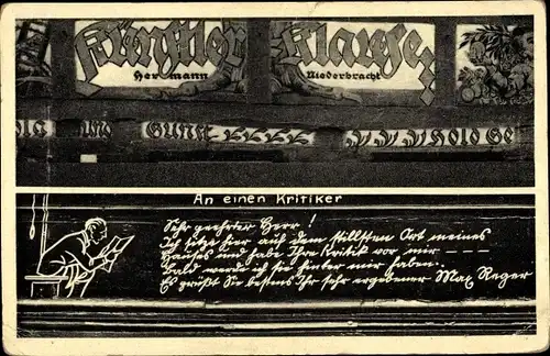 Künstler Ak Schwalenberg in Lippe, Künstlerklause H. Niederbracht, An einen Kritiker