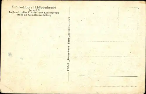 Künstler Ak Schwalenberg in Lippe, Künstlerklause H. Niederbracht, An einen Kritiker