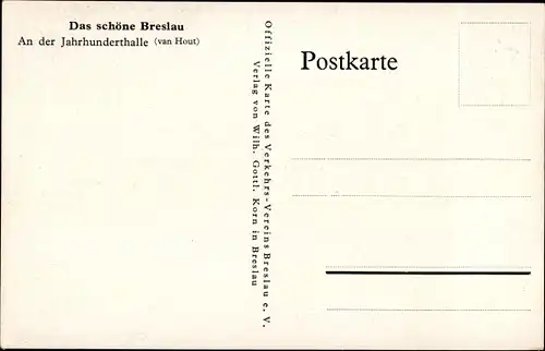 Künstler Ak Haut v., Wrocław Breslau in Schlesien, Partie an der Jahrhunderthalle