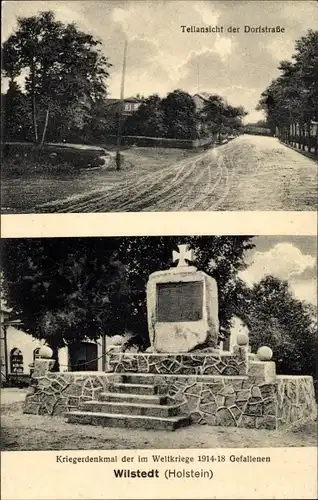 Ak Wilstedt Tangstedt bei Hamburg in Schleswig Holstein, Kriegerdenkmal, Dorfstraße