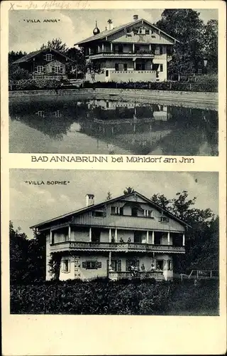 Ak Mühldorf am Inn Oberbayern, Bad Annabrunn, Villa Anna, Villa Sophie