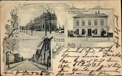 Ak Melle in Niedersachsen, Post, Bahnhofstraße, Restaurant zur Post