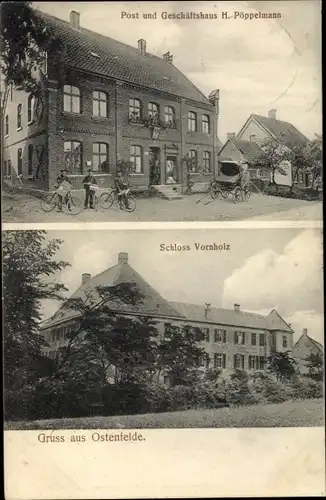 Ak Ostenfelde Ennigerloh Nordrhein Westfalen, Post und Geschäftshaus H. Pöppelmann, Schloss Vornholz