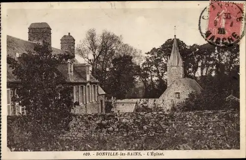 Ak Donville les Bains Manche, Kirche