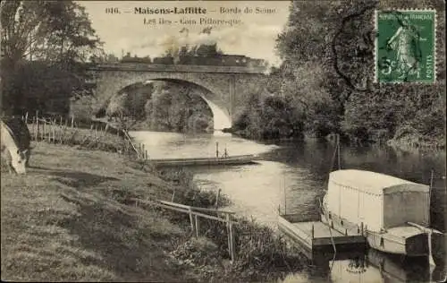 Ak Maisons Laffitte Yvelines, Bords de Seine, Les iles