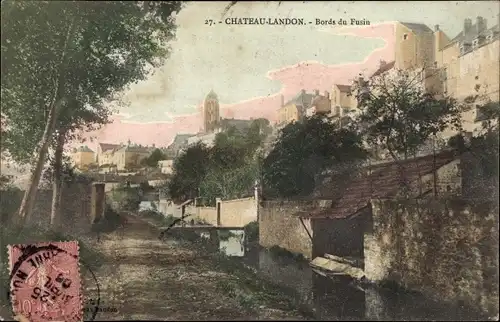 Ak Chateau Landon Seine et Marne, Bords du Fusin