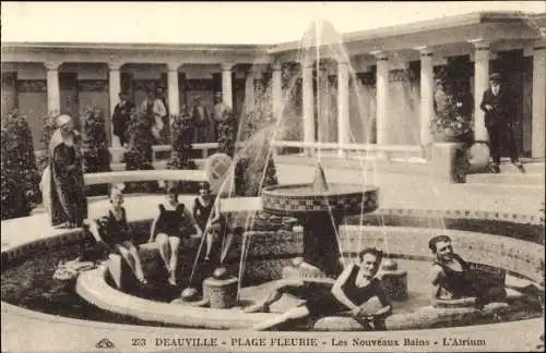 Ak Deauville Calvados, La Plage Fleurie, Les Nouveaux Bains, L'Atrium