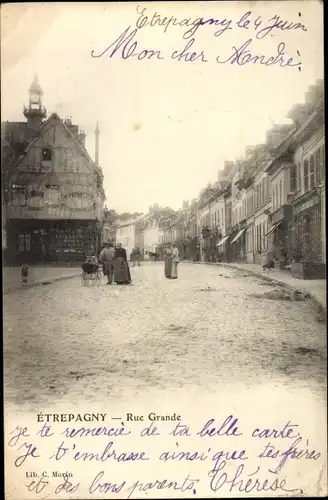 Ak Etrépagny Eure, Rue Grande