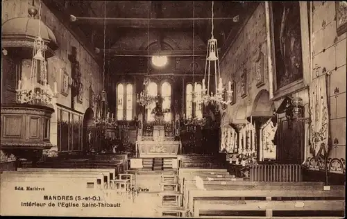 Ak Mandres Val de Marne, L'Eglise, Interieur