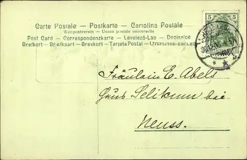 Präge Litho Glückwunsch Neujahr, Kleeblätter, Hufeisen