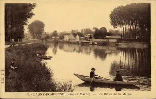 Ak Lagny Pomponne Seine et Marne, Les Rives de la Marne