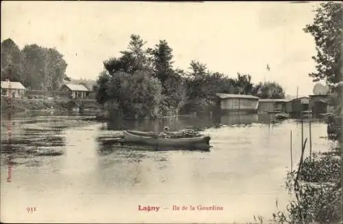 Ak Lagny Seine et Marne, Ile de de la Gourdine