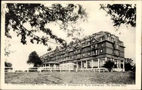 Ak Deauville Calvados, La Plage Fleurie, New Golf Hotel, The flowered Beach