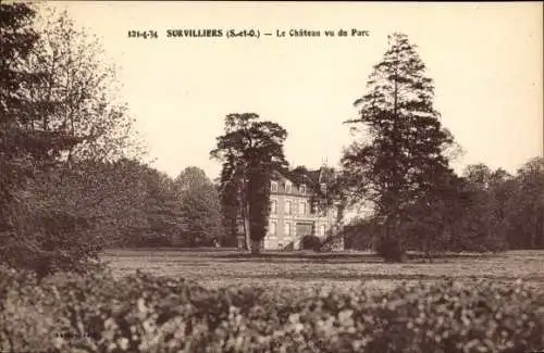 Ak Survilliers Val d'Oise, Le Château vu du Parc