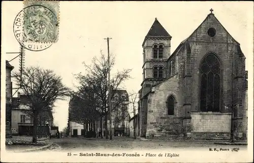 Ak Saint Maur Val de Marne, Place de l'Eglise