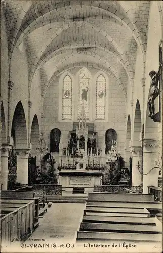 Ak Saint Vrain Essonne, L'interieur de l'Eglise