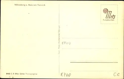 Ak Miltenberg am Main in Unterfranken, Stadtbild mit Turmeck