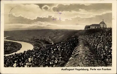 Ak Vogelsburg Volkach in Unterfranken, Fernblick, Kapelle, Ort, Landschaft