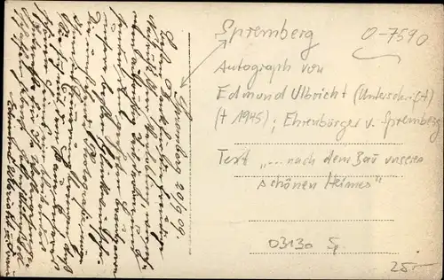 Foto Ak Spremberg in der Lausitz, Wohnhaus Edmund Ulbricht, Ehrenbürger von Spremberg