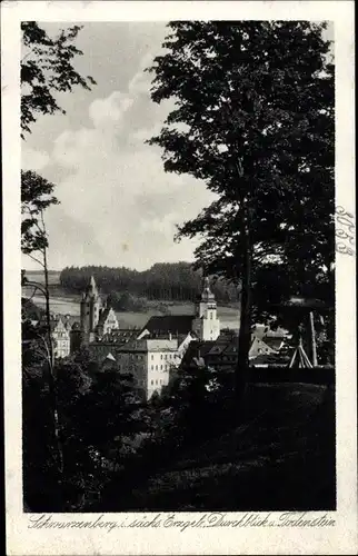 Ak Schwarzenberg im Erzgebirge Sachsen, Durchblick und Todenstein