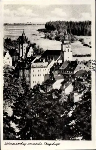 Ak Schwarzenberg im Erzgebirge Sachsen, Schloss und Kirche