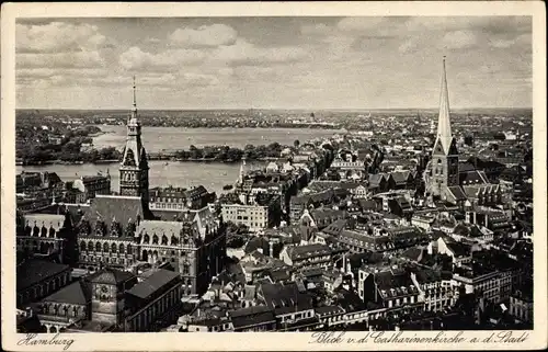 Ak Hamburg, Stadt von der Katharinenkirche aus gesehen