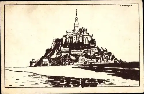 Künstler Ak Le Mont-Saint-Michel Manche, Gesamtansicht