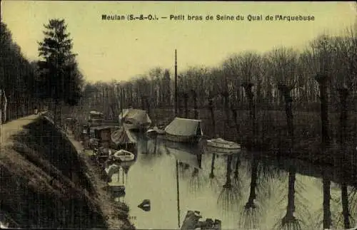 Ak Meulan en Yvelines, Petit bras de Seine du Quai de l'Arquebuse