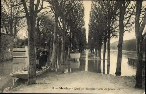 Ak Meulan en Yvelines, Quai de l'Hospice, Crue de 1910, Hochwasser