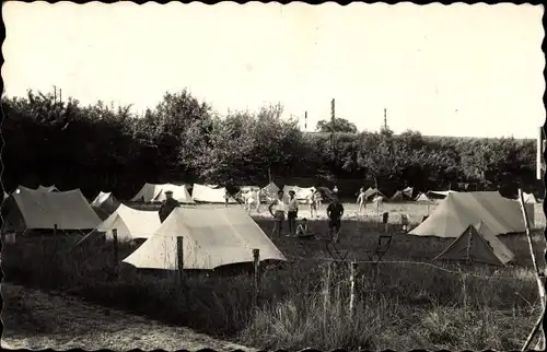 Ak Lesches Seine et Marne, Au Rendes Vous de la Marine, Terrain de Camping