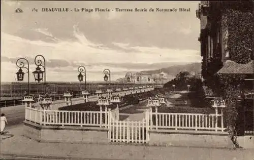 Ak Deauville Calvados, La Plage Fleurie, Terrasse fleurie de Normandy Hotel